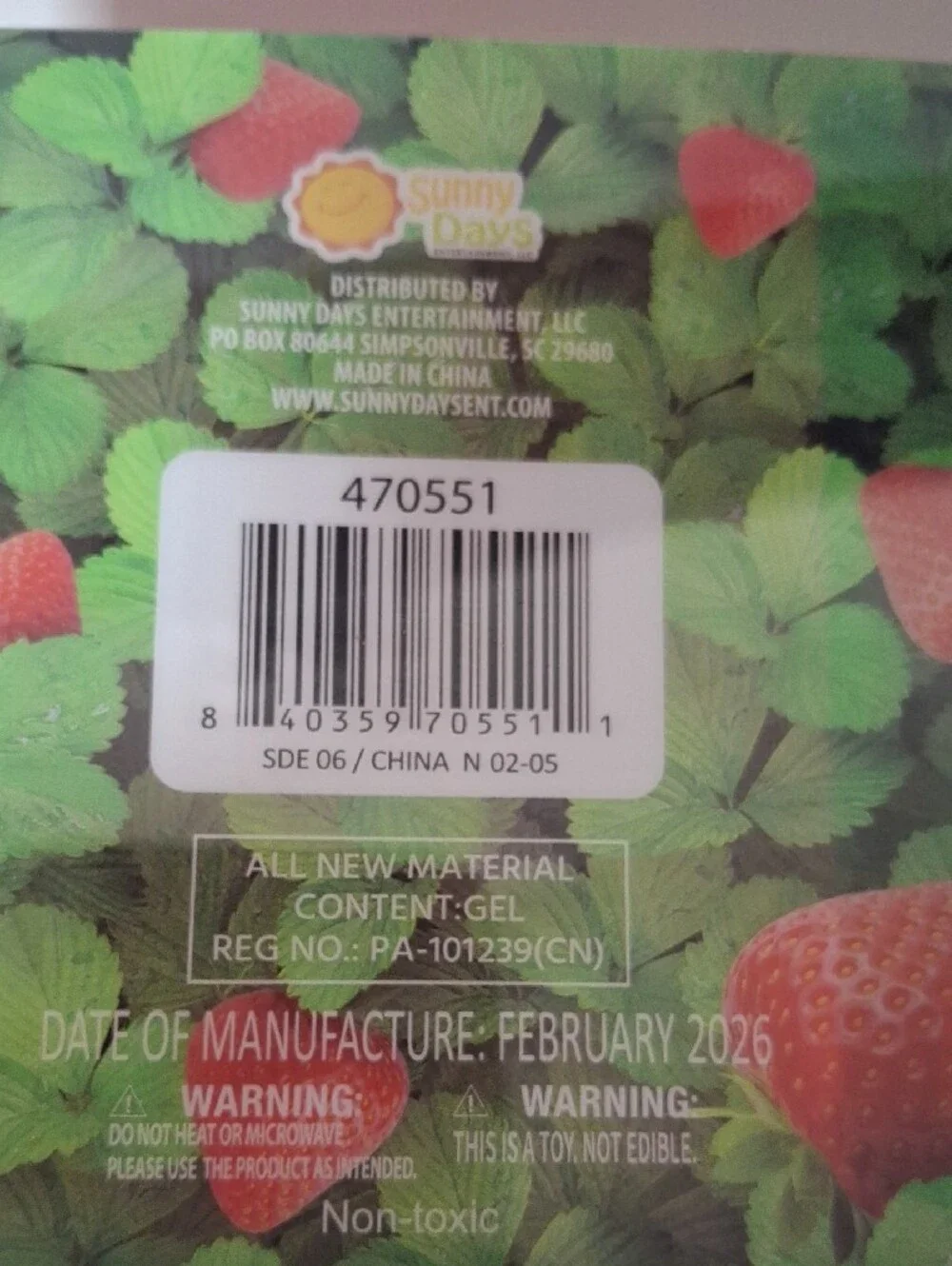 Sunny Days Squeeeeeze Strawberry Squishy Toy - Red- New In The Box